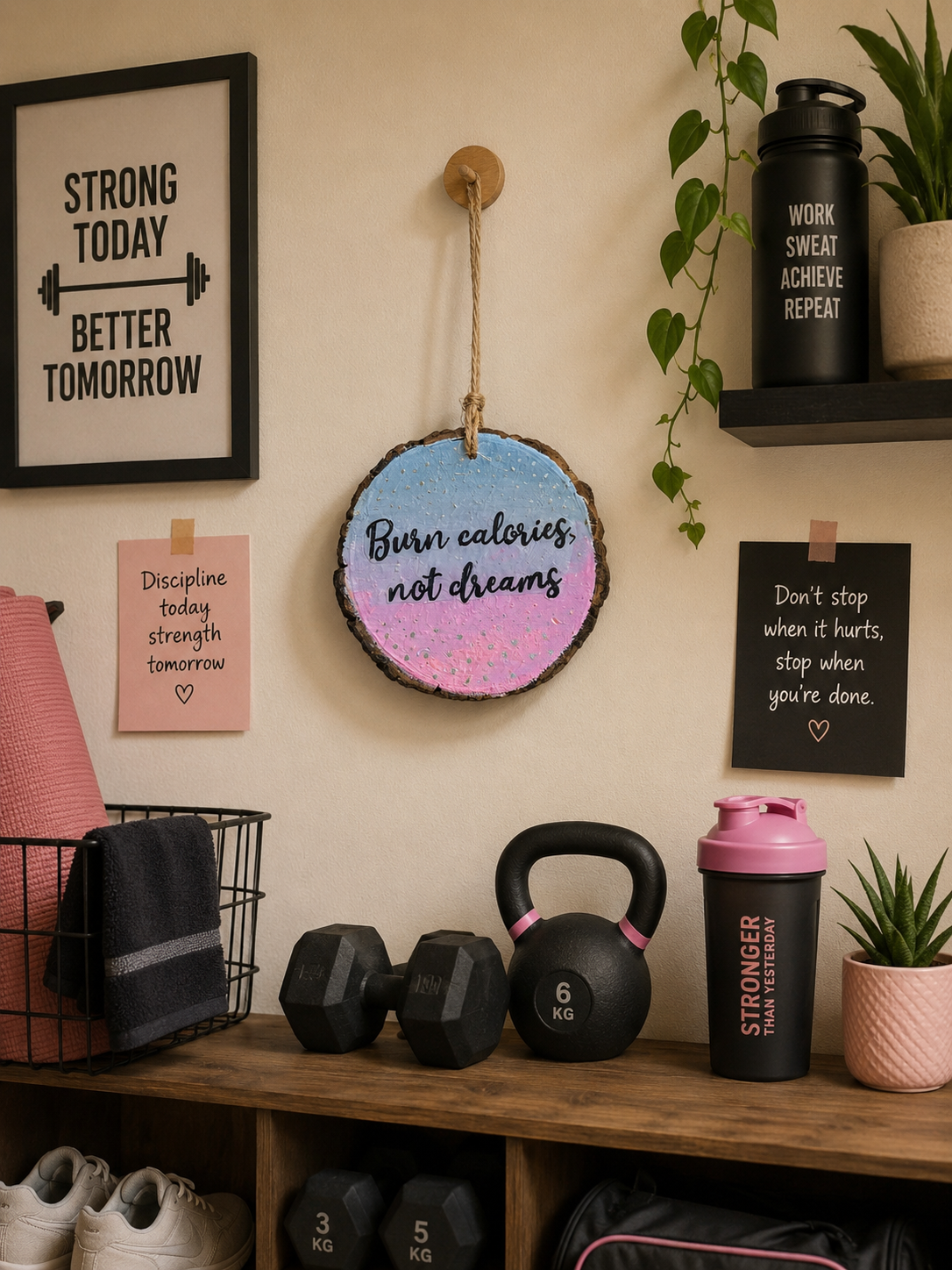 Burn calories not dreams- wall charm for workout lovers