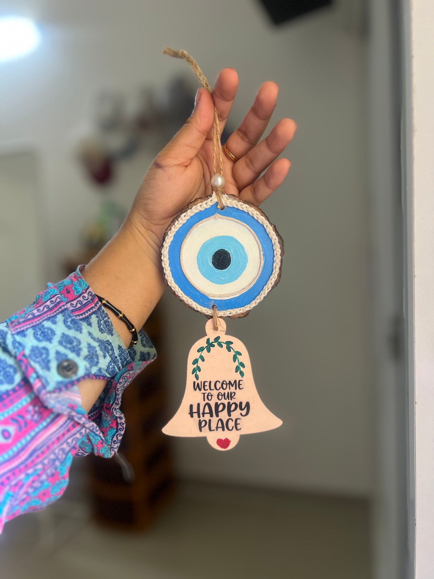 Welcome to my Happy place- Evil eye charm for Entrance