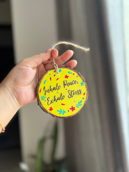 "Inhale peace, exhale stress" Handcrafted Wall Hanging.
