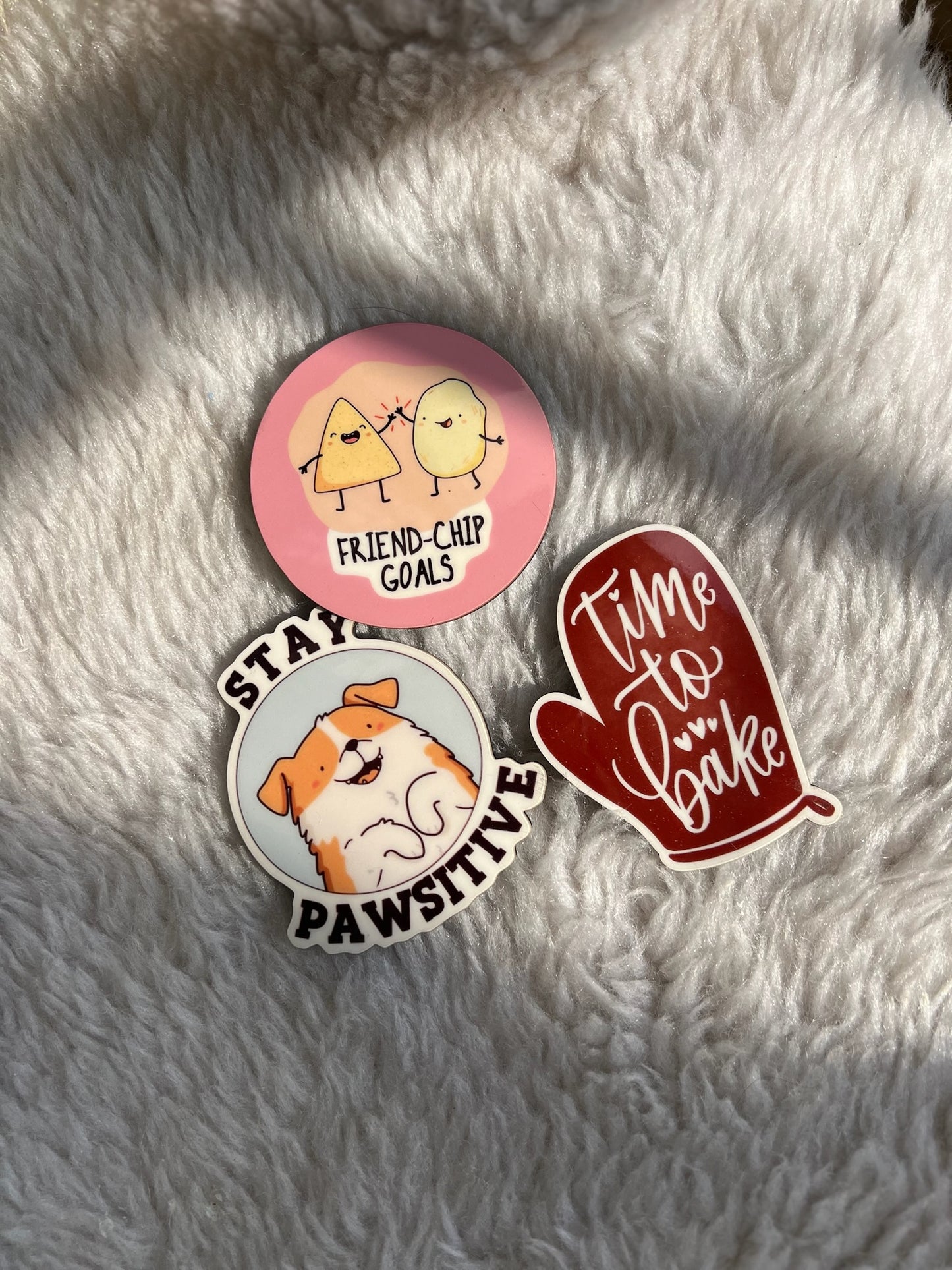 Friend chip goals, time to bake & stay pawsitive combo of 3 fridge magnets