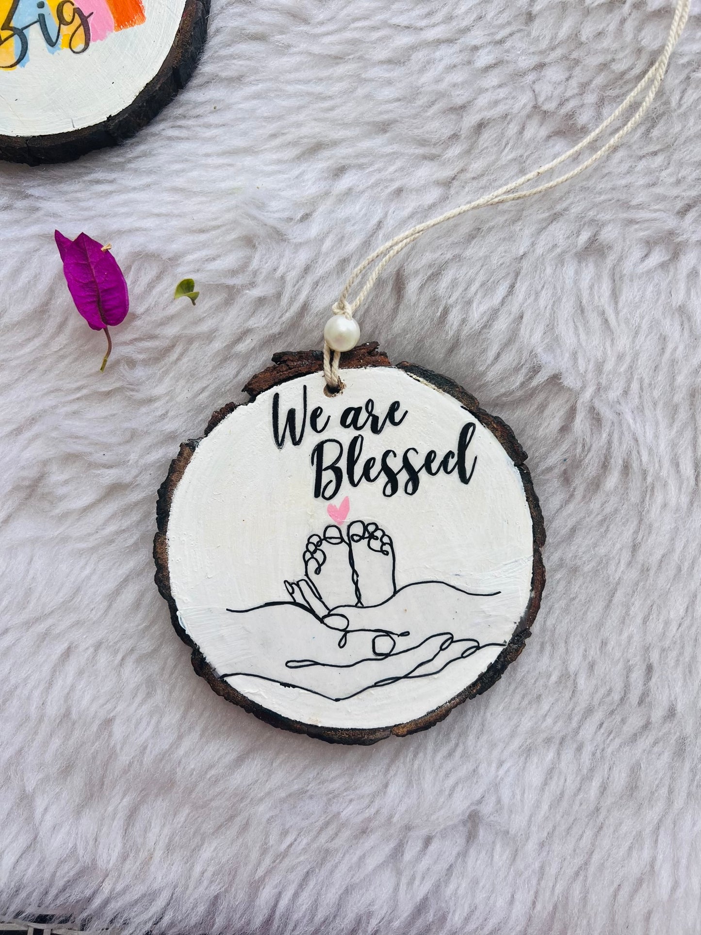 Handcrafted "We are blessed" Baby Announcement Wall Hanging