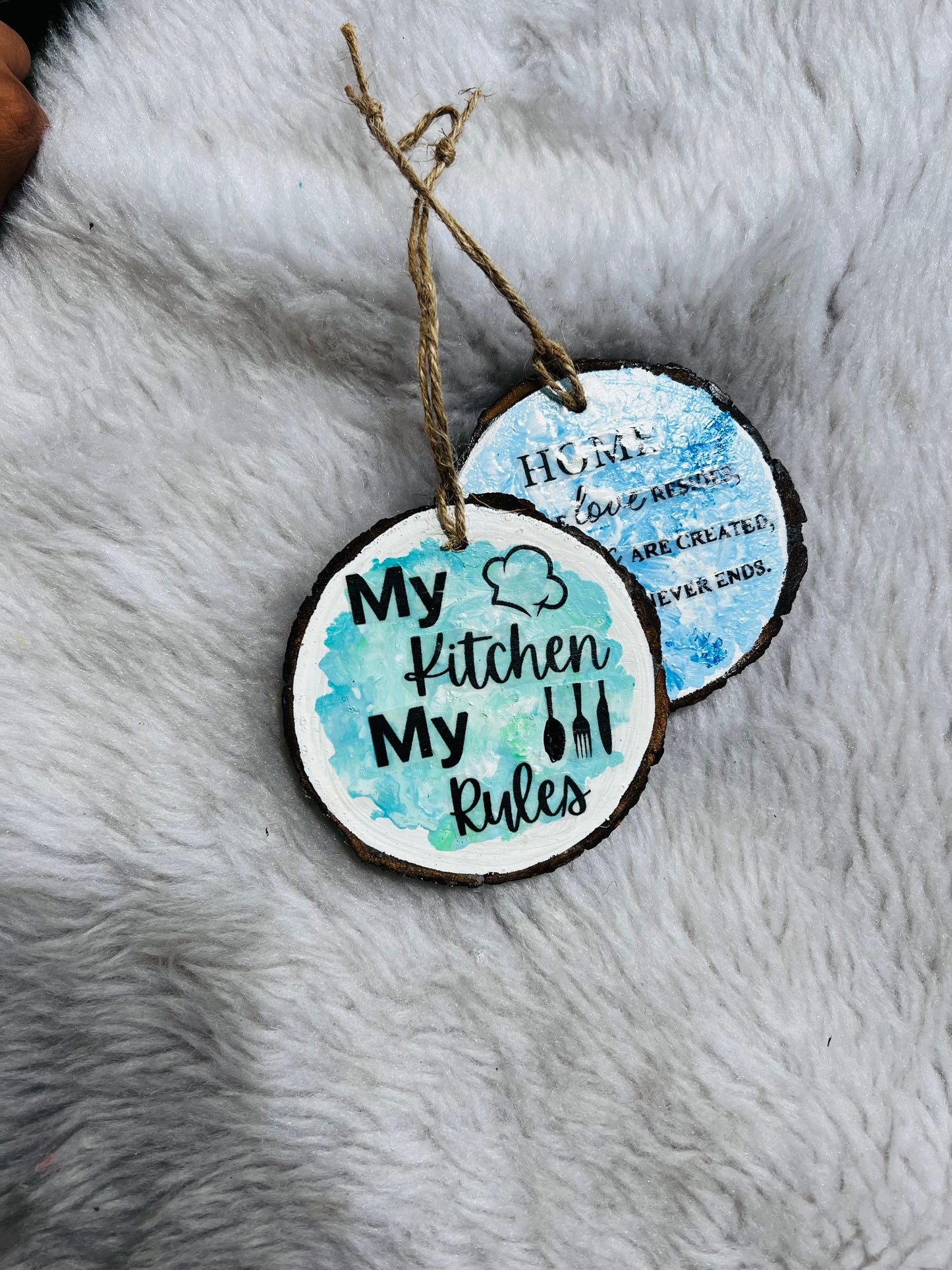 "My kitchen My rules" Handcrafted Wooden Wall Hanging