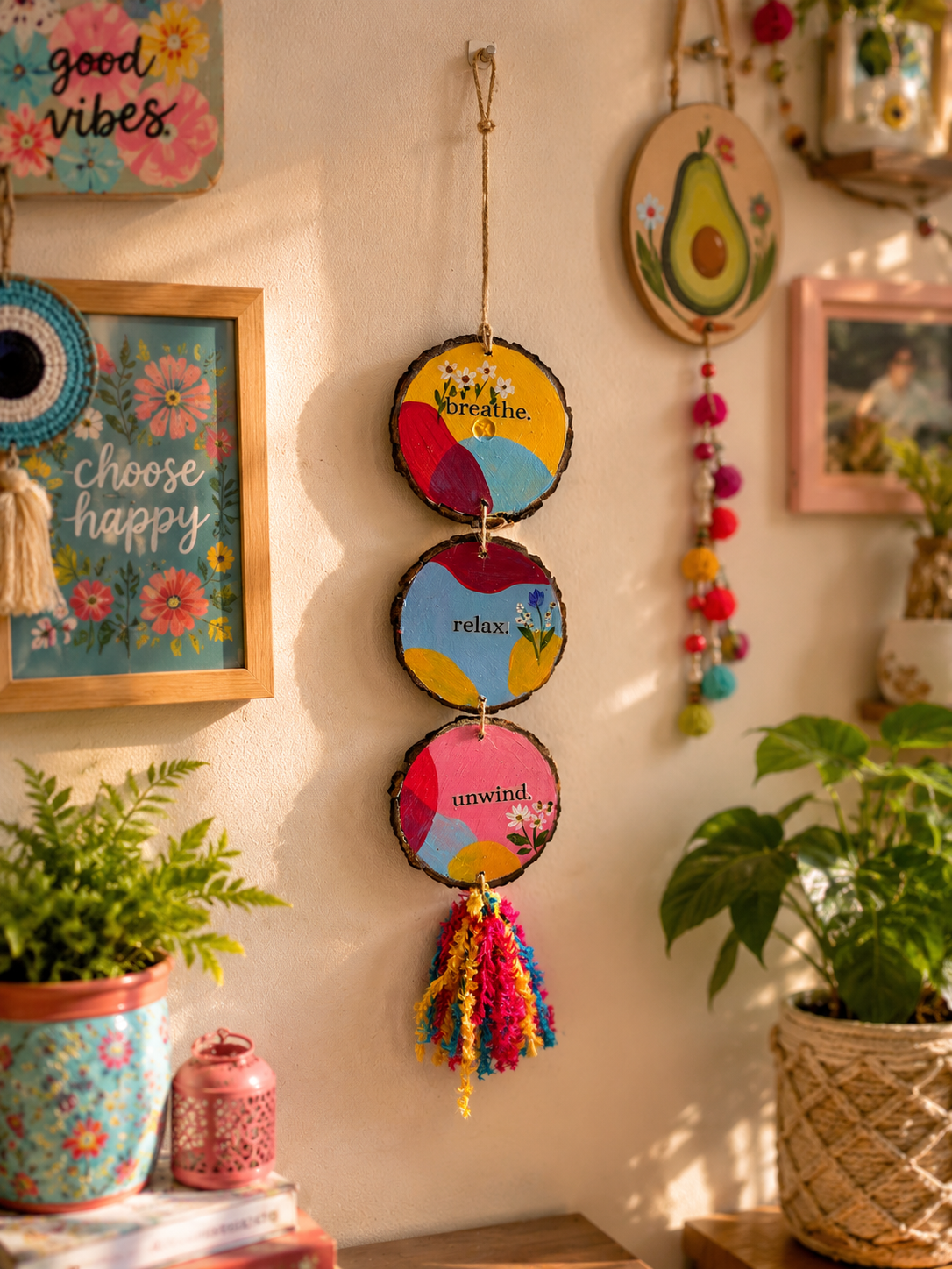 Breath. Relax. Unwind Vibrant wall hanging