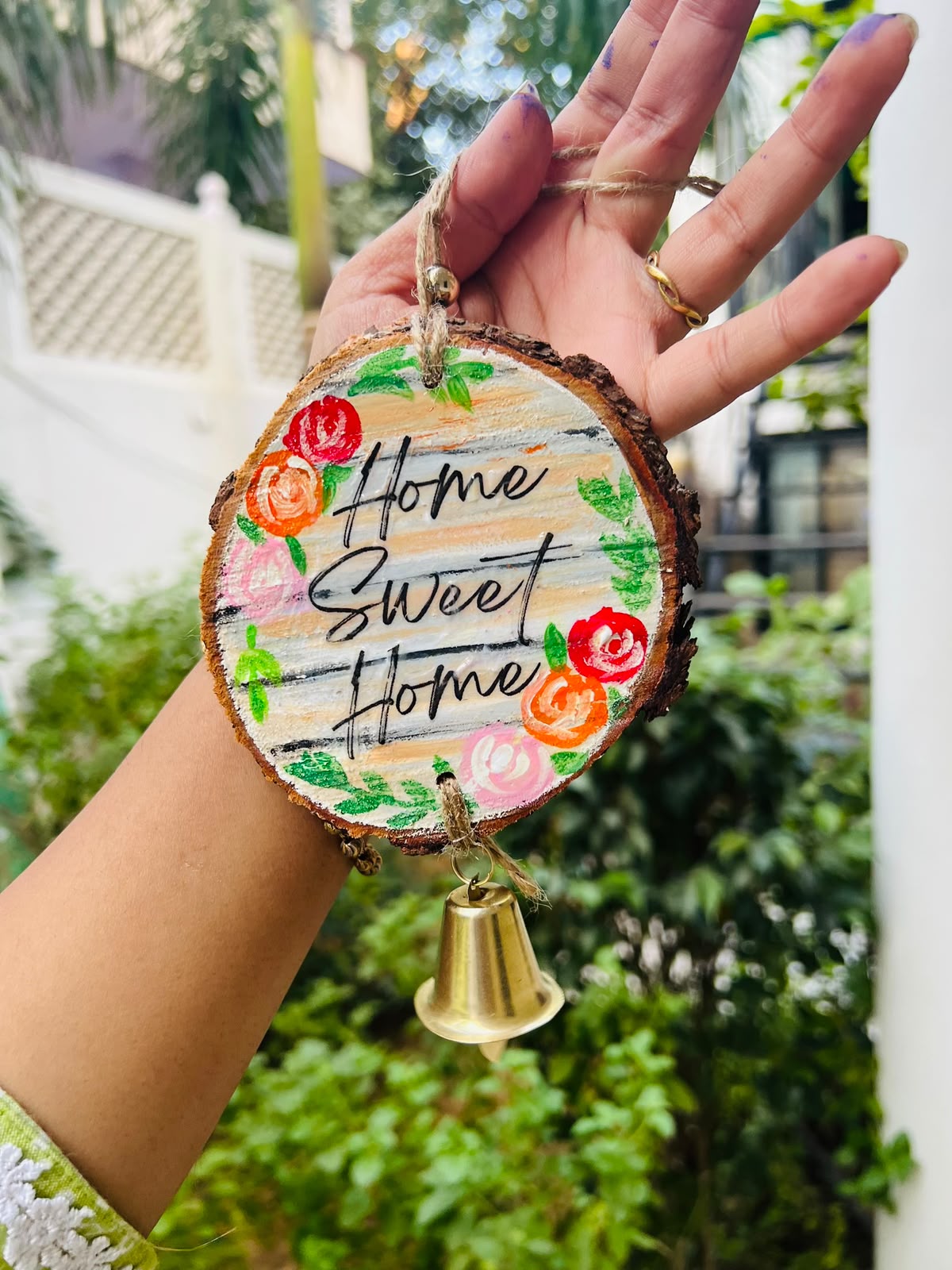 Home Sweet Home – Handmade Floral Wooden Hanging