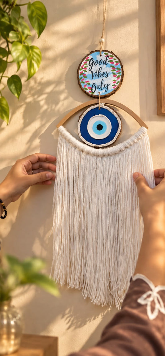Your Wall, Your Charm – Personalized evil eye Macrame Wall Hanging