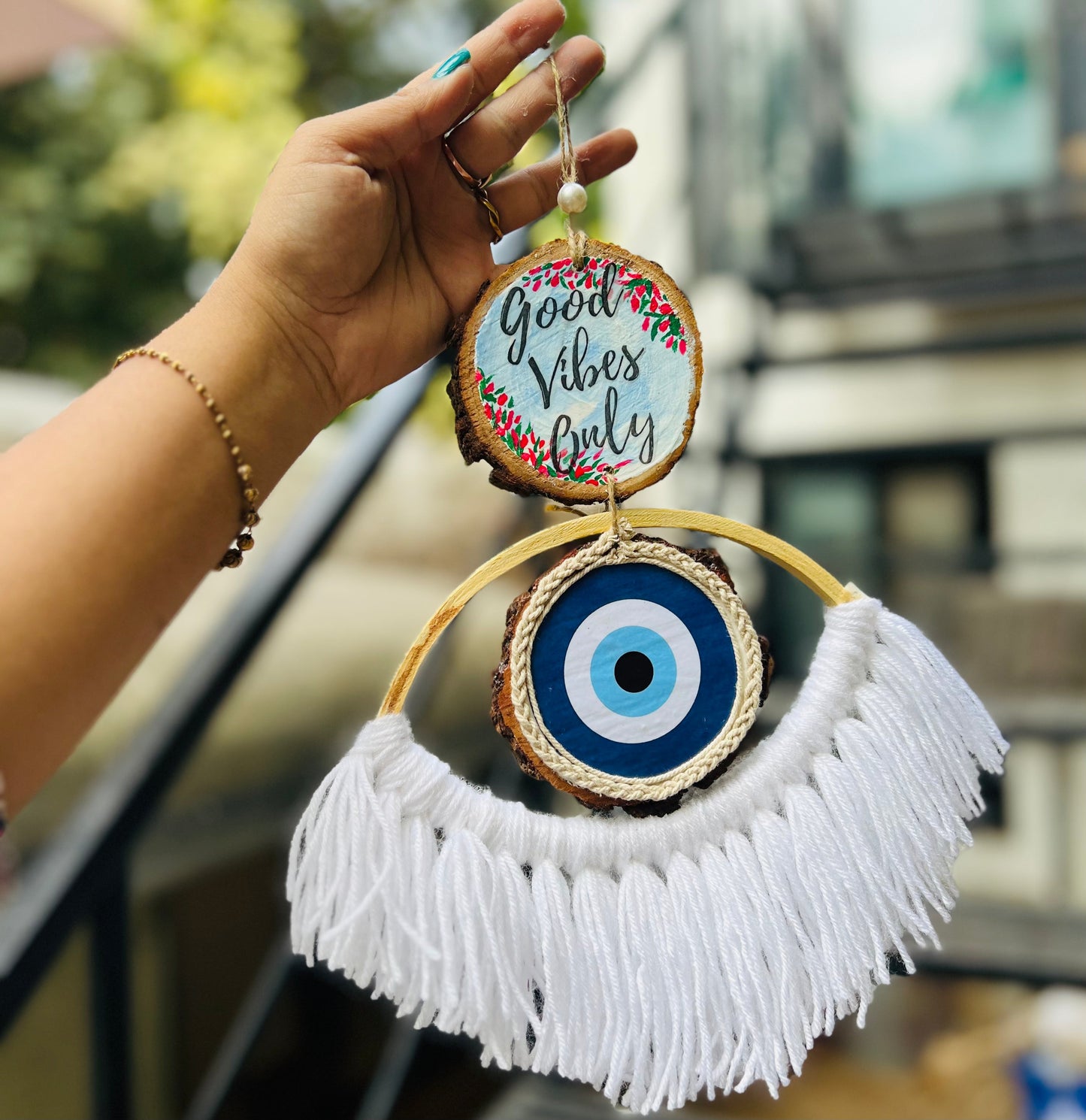 Good vibes evil eye charm