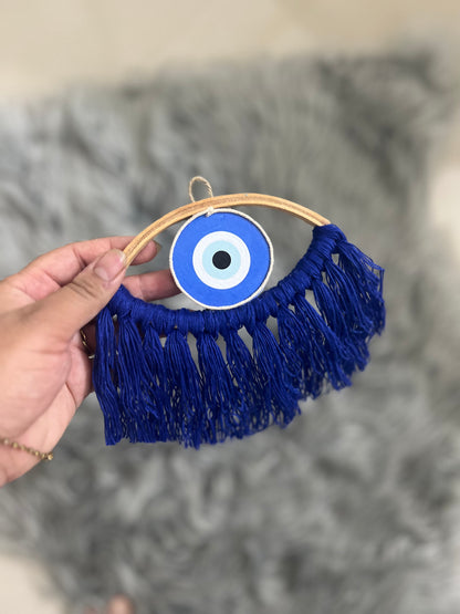 Blue little evil eye with macrame