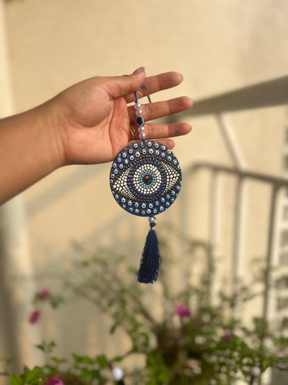 Mandala Art Evil Eye Car Charm – 3-Inch Spiritual Rearview Mirror Hanging Gift