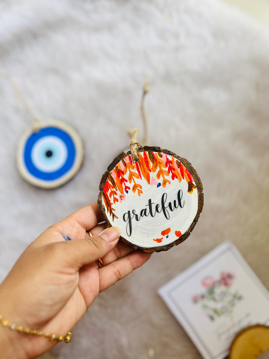 Grateful hanpainted wall hanging, charm