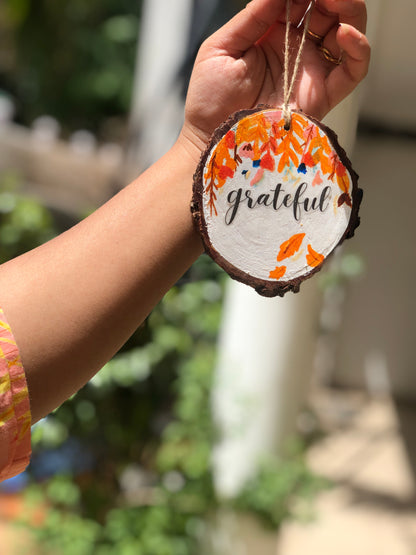 Grateful hanpainted wall hanging, charm
