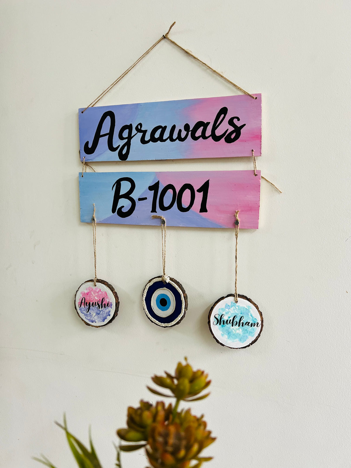 Personalised Couple Name plate with flat number