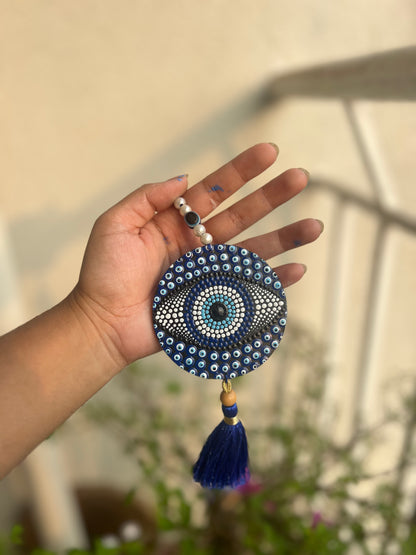 Mandala Evil Eye Car Charm | Protective Mirror Hanging with Tassel