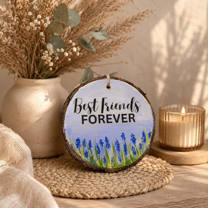 Best Friends Forever Lavender Wood Hanging Charm