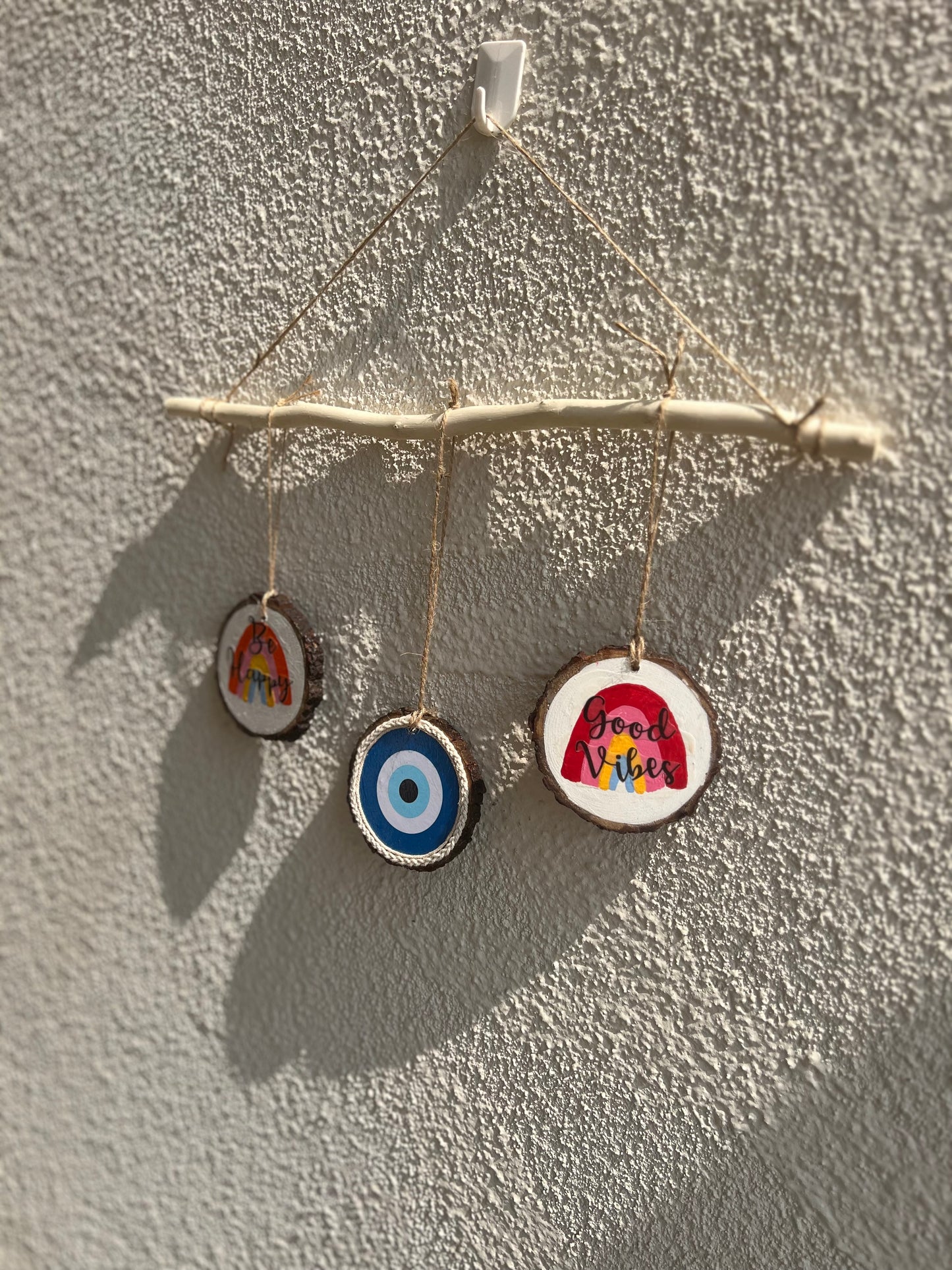 Good Vibes & Evil Eye Protection | Set of 3 Wooden Wall Hangings