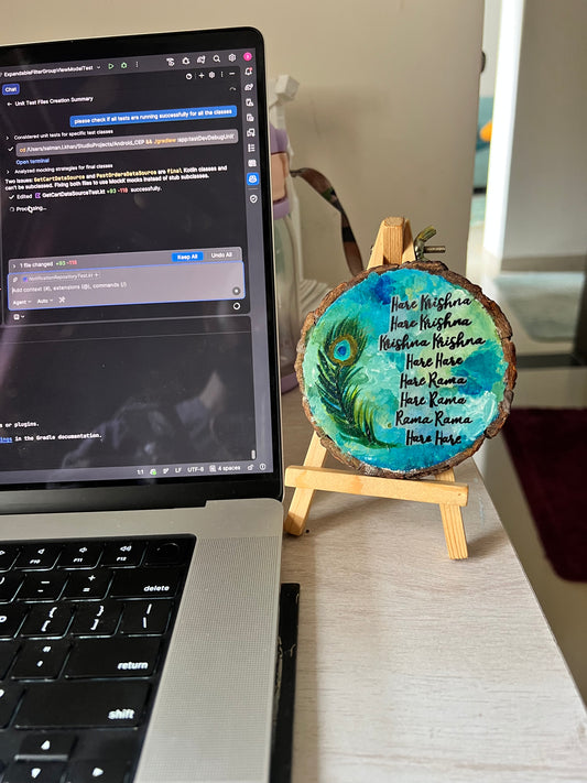 Hare krishna wall hanging/table stand