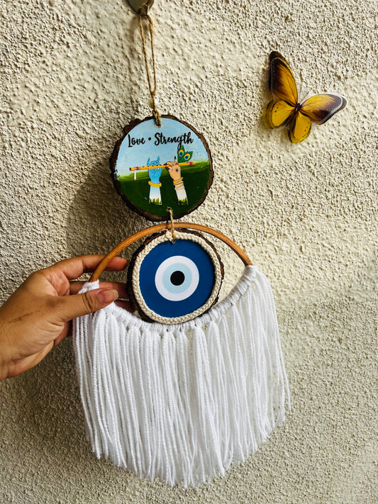 Divine Krishna Woven Wall Hanging | Sacred Art Macrame Decor