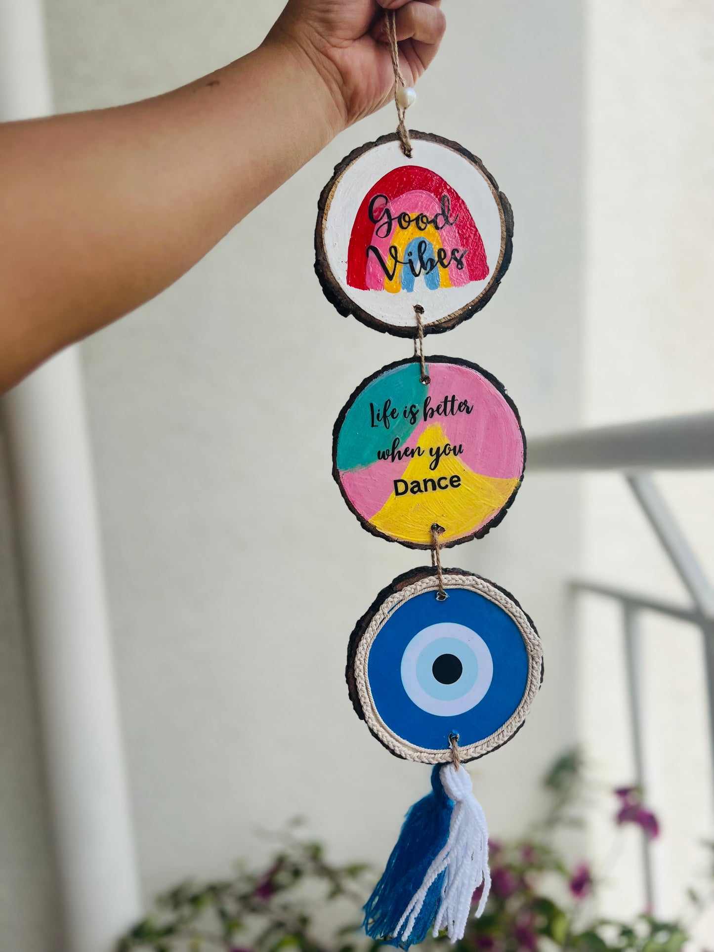 Good Vibes, Evil Eye & Dance - Vertical Wall Hanging Combo