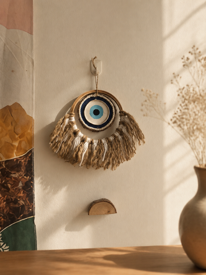 Rustic jute Evil eye hanging