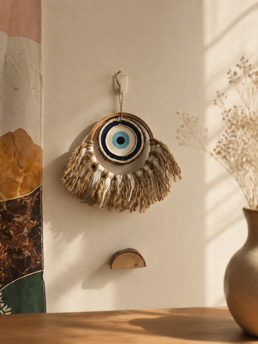 Rustic jute Evil eye hanging