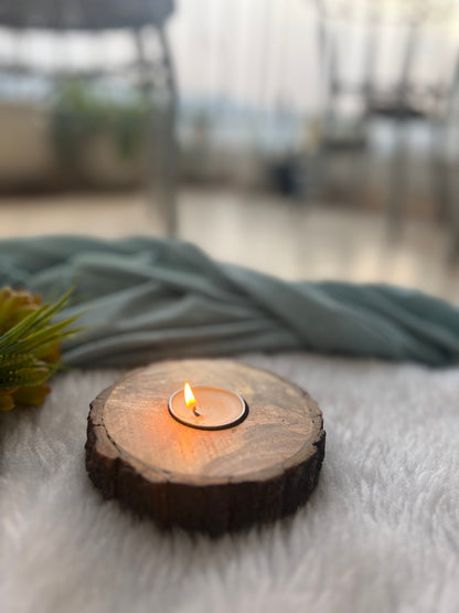 Wooden bark t- light cande