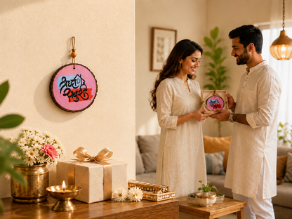 Shraddha Saburi Wooden Wall Hanging | Sai Baba Blessing Décor | Housewarming Gift