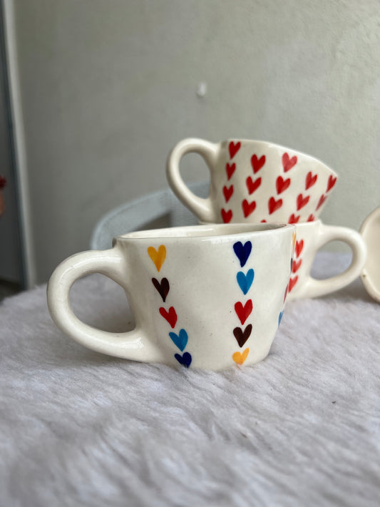 Multi color heart coffee mug