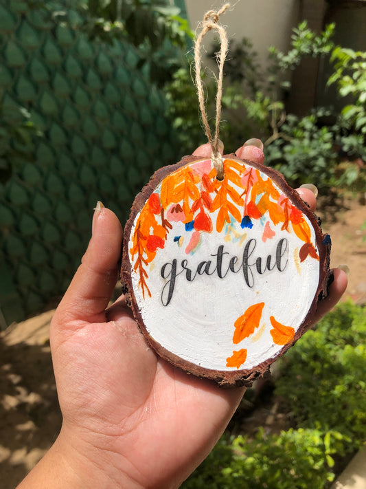 Grateful hanpainted wall hanging, charm