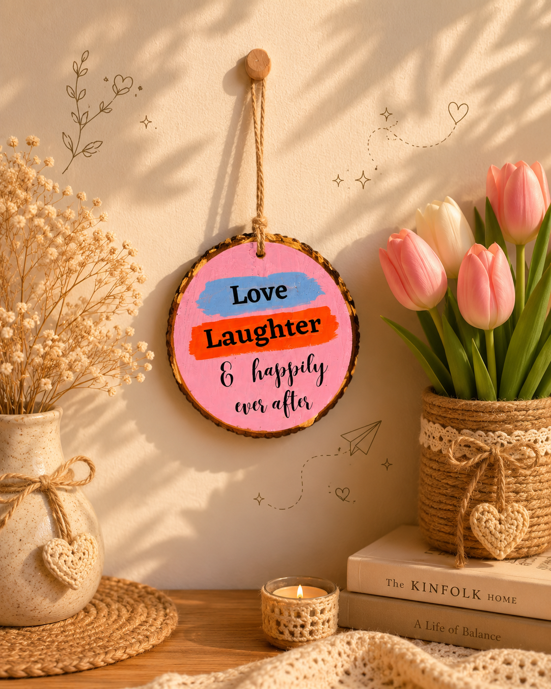 Love and Laughter Hanging Decor – Romantic Charm & Gift