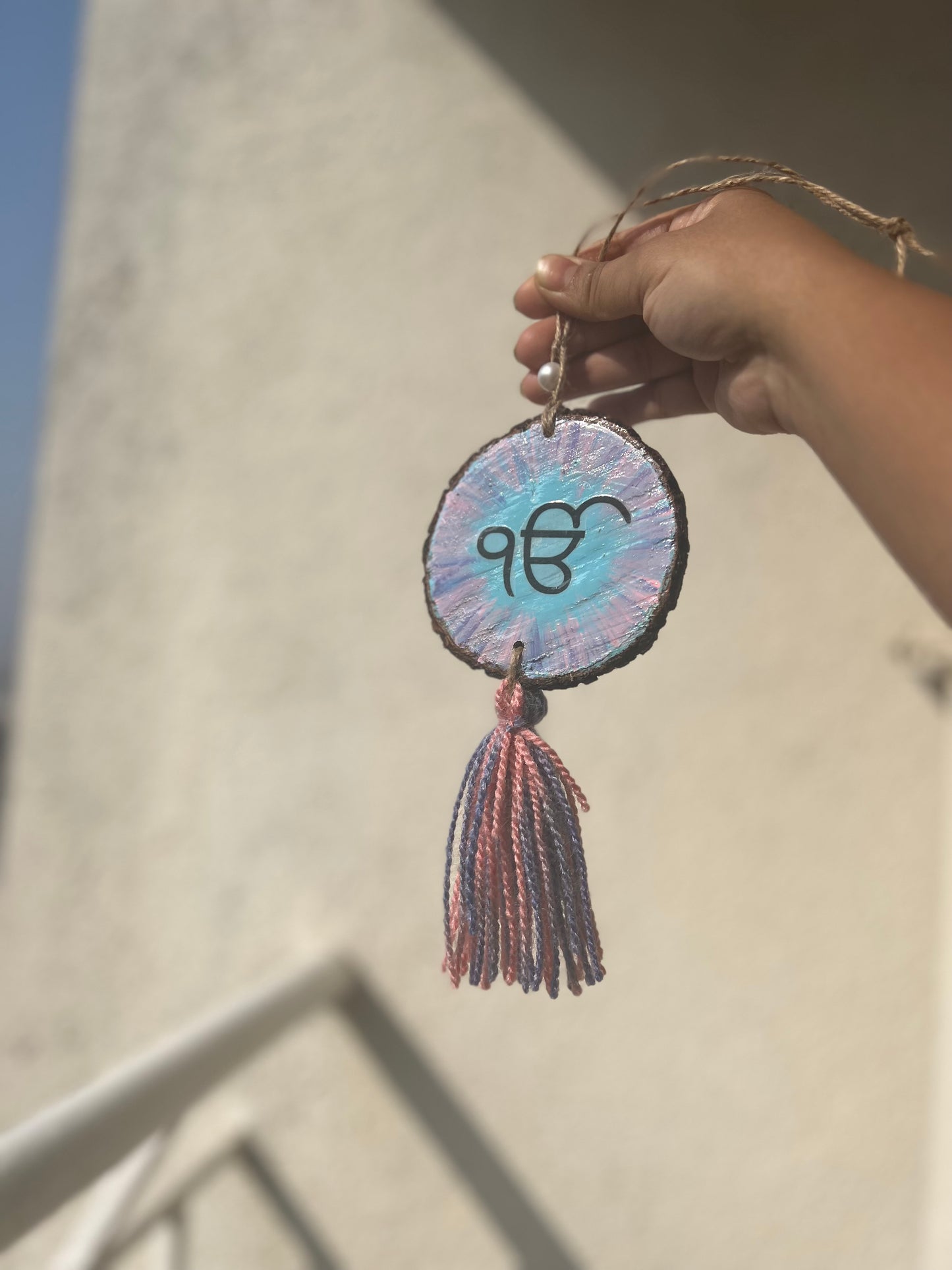 Hand-Painted 'Ek Onkar & Nirbhau Nirvair' Car Charm