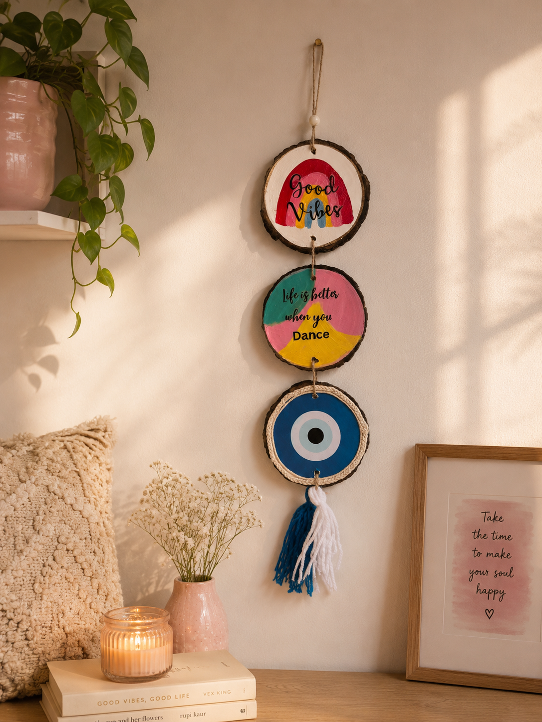 Good Vibes, Evil Eye & Dance - Vertical Wall Hanging Combo