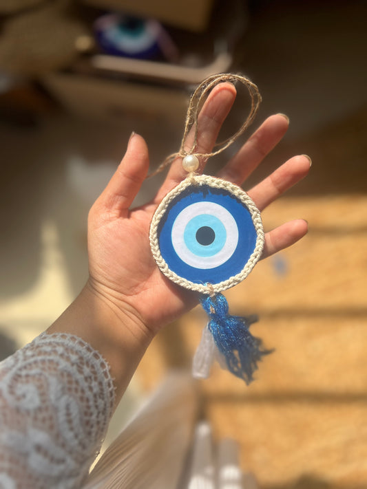 Good Vibes Only | Evil Eye & Wooden Car Charm
