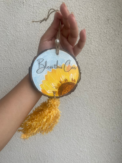 Bless This Car & Radiate Positivity | Wooden Car Charm