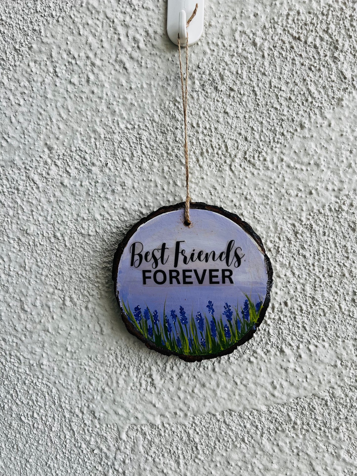 Best Friends Forever Lavender Wood Hanging Charm