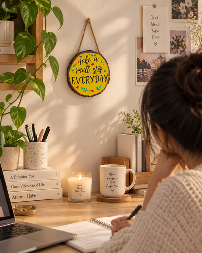 Take a Small Step Every Day – Handmade Motivational Wall Hanging