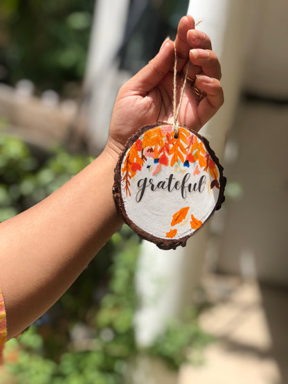 Grateful hanpainted wall hanging, charm
