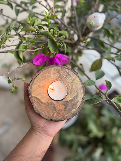 Wooden bark t- light cande