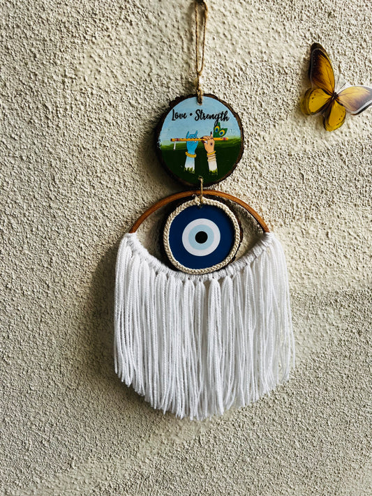 Divine Krishna Woven Wall Hanging | Sacred Art Macrame Decor