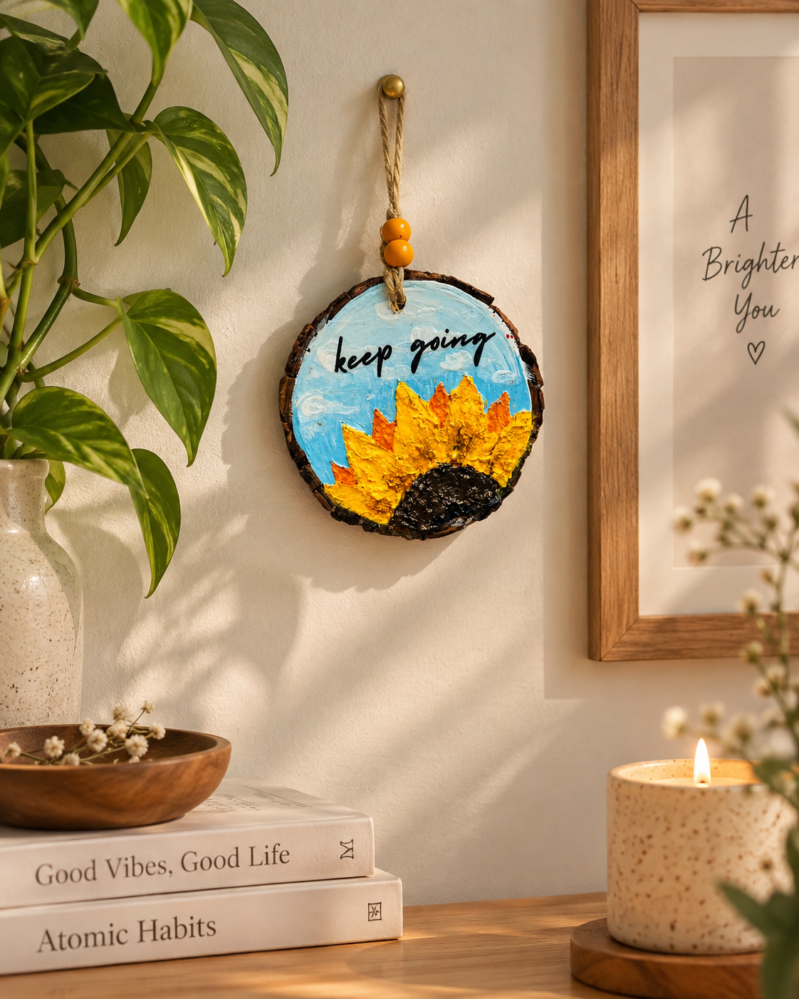 Keep Going – Handmade Embossed Sunflower Hanging