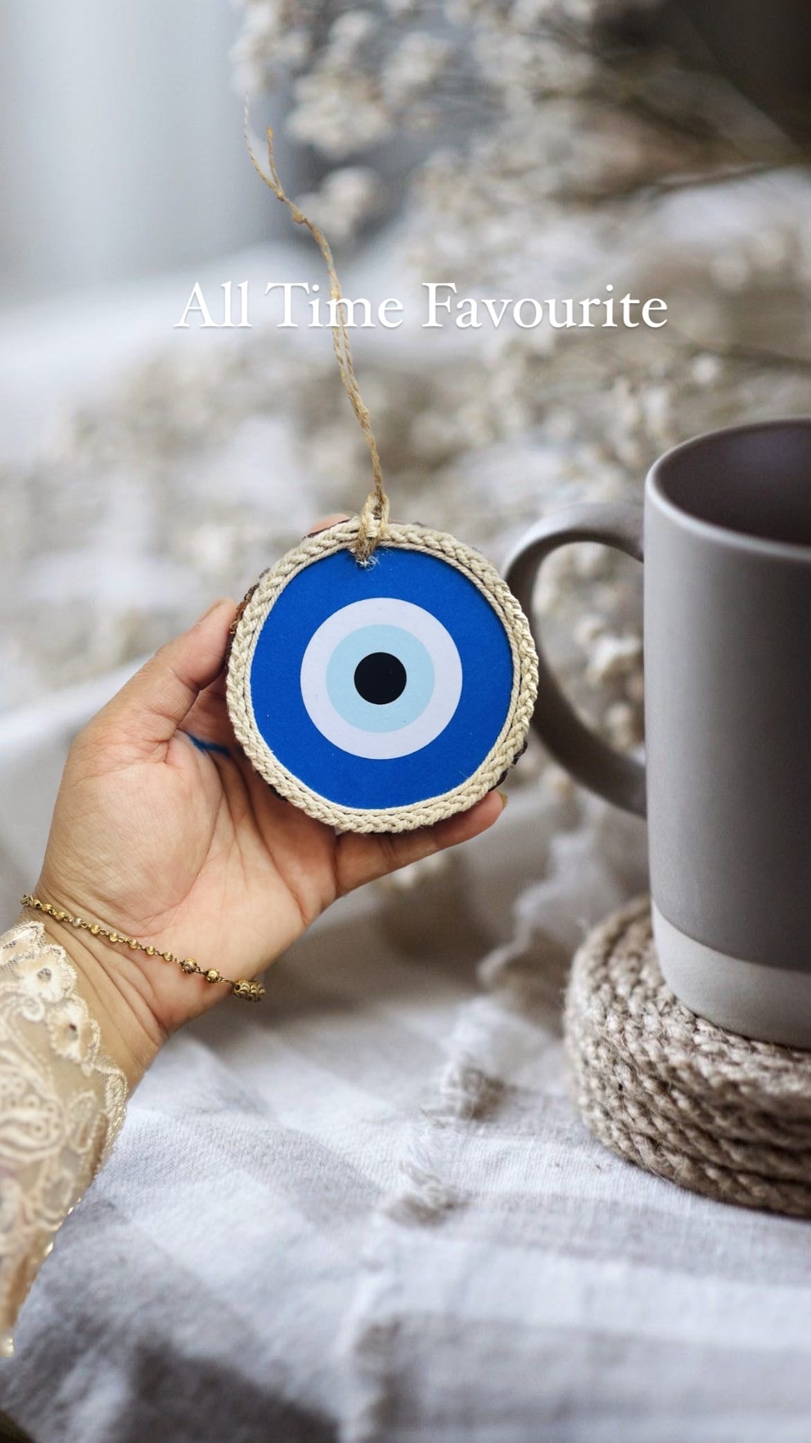 Evil eye good vibes only car charm -double-sided car charm