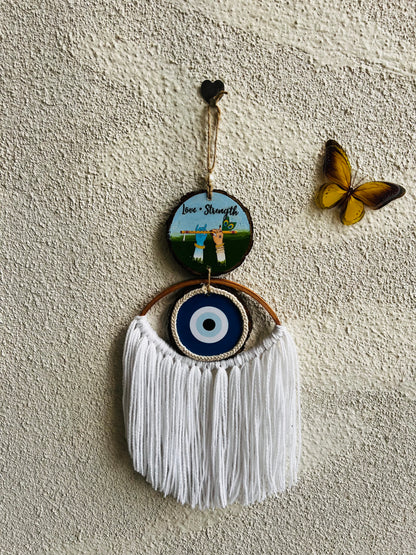 Divine Krishna Woven Wall Hanging | Sacred Art Macrame Decor