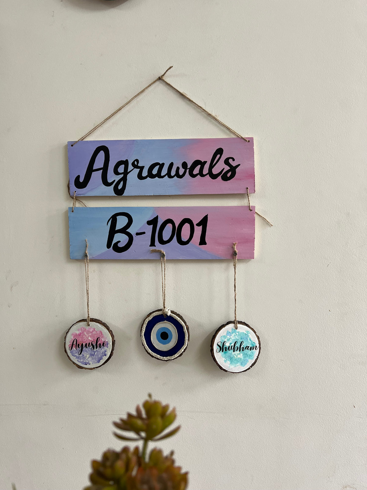 Personalised Couple Name plate with flat number