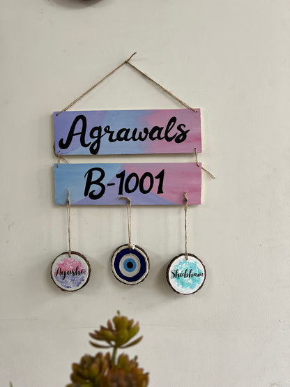 Personalised Couple Name plate with flat number