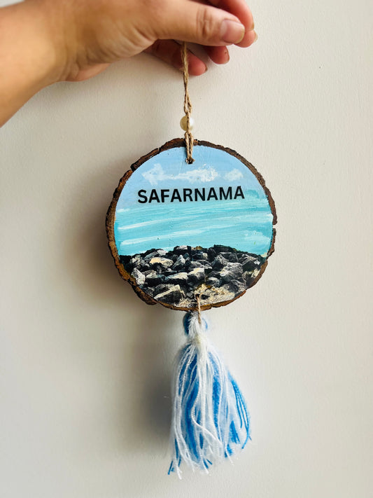 Safarnama Handcrafted 3.5-Inch Hanging – Travel Car Charm & Wall Art Gift