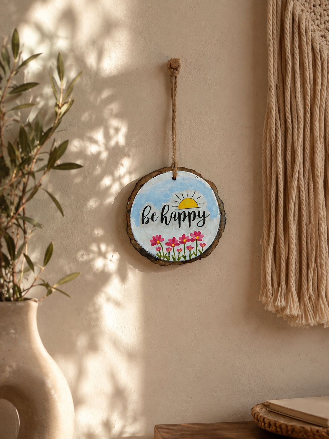Be Happy Wooden Hanging 🌸