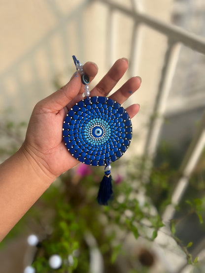 Mandala Evil Eye Car Charm | Protective Mirror Hanging with Tassel