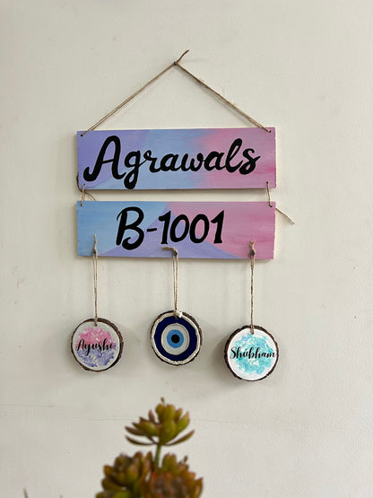 Personalised Couple Name plate with flat number