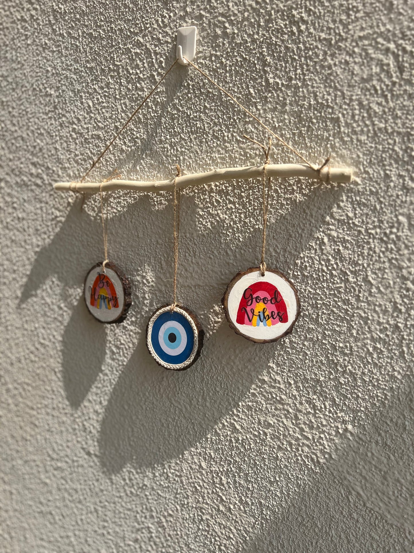 Good Vibes & Evil Eye Protection | Set of 3 Wooden Wall Hangings