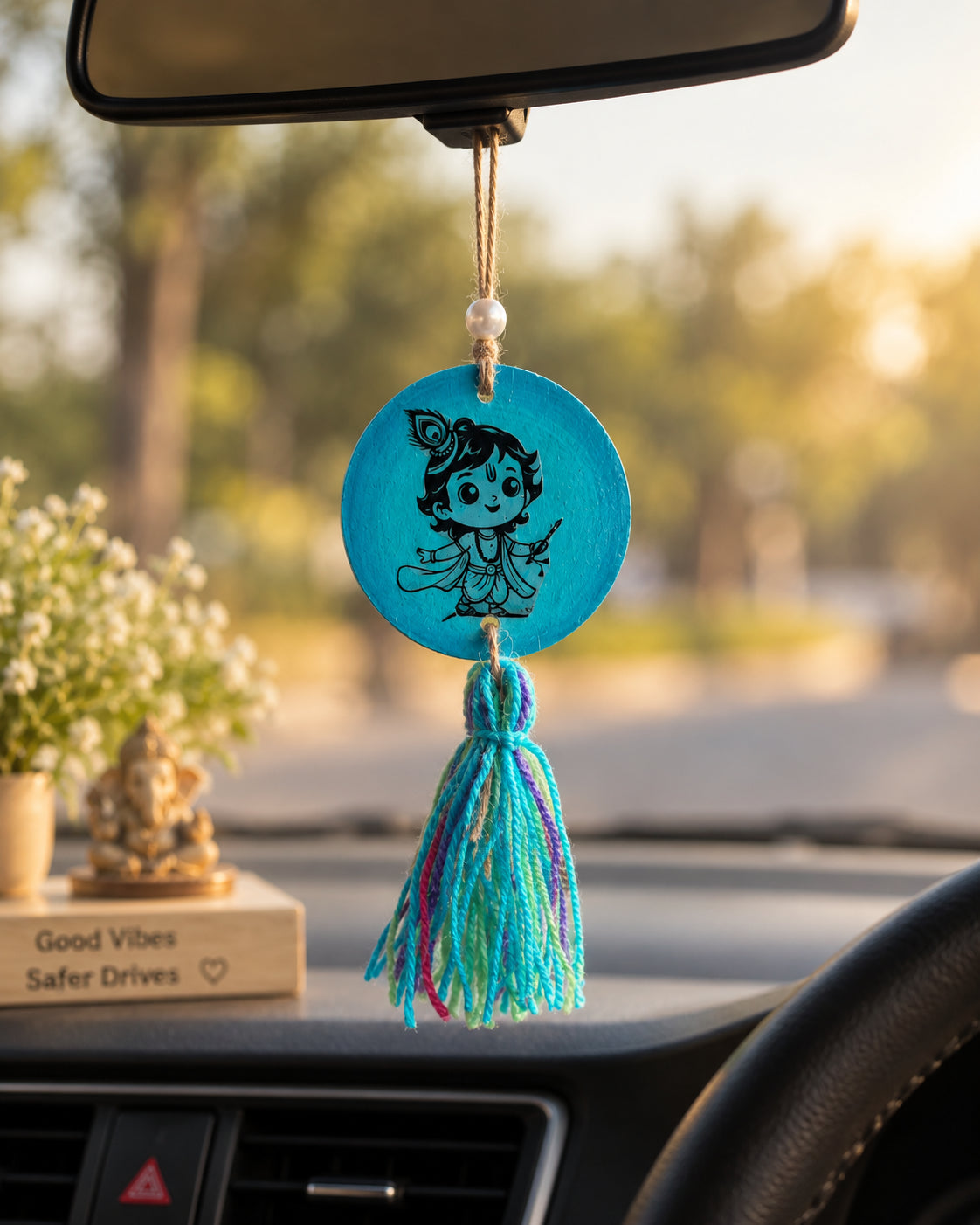 Krishna Car Charm | Custom Gujarati Quote