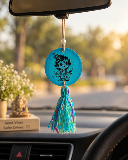 Krishna Car Charm | Custom Gujarati Quote