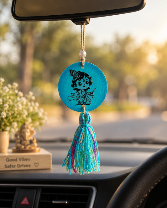 Krishna Car Charm | Custom Gujarati Quote